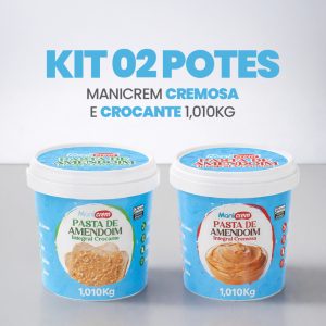 Kit 02x Manicrem Pasta De Amendoim Cremosa e Crocante 100% Amendoim - 1.010kg