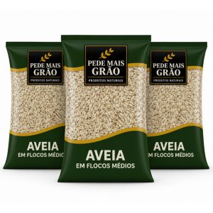 Aveia em Flocos Médios 3kg – Kit com 3 Pacotes de 1kg