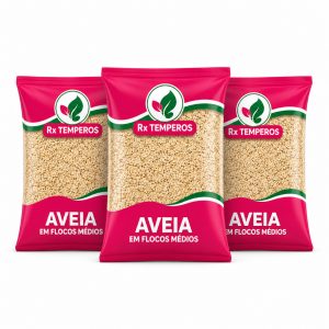 Aveia em Flocos Médios 3kg – Kit com 3 Pacotes de 1kg