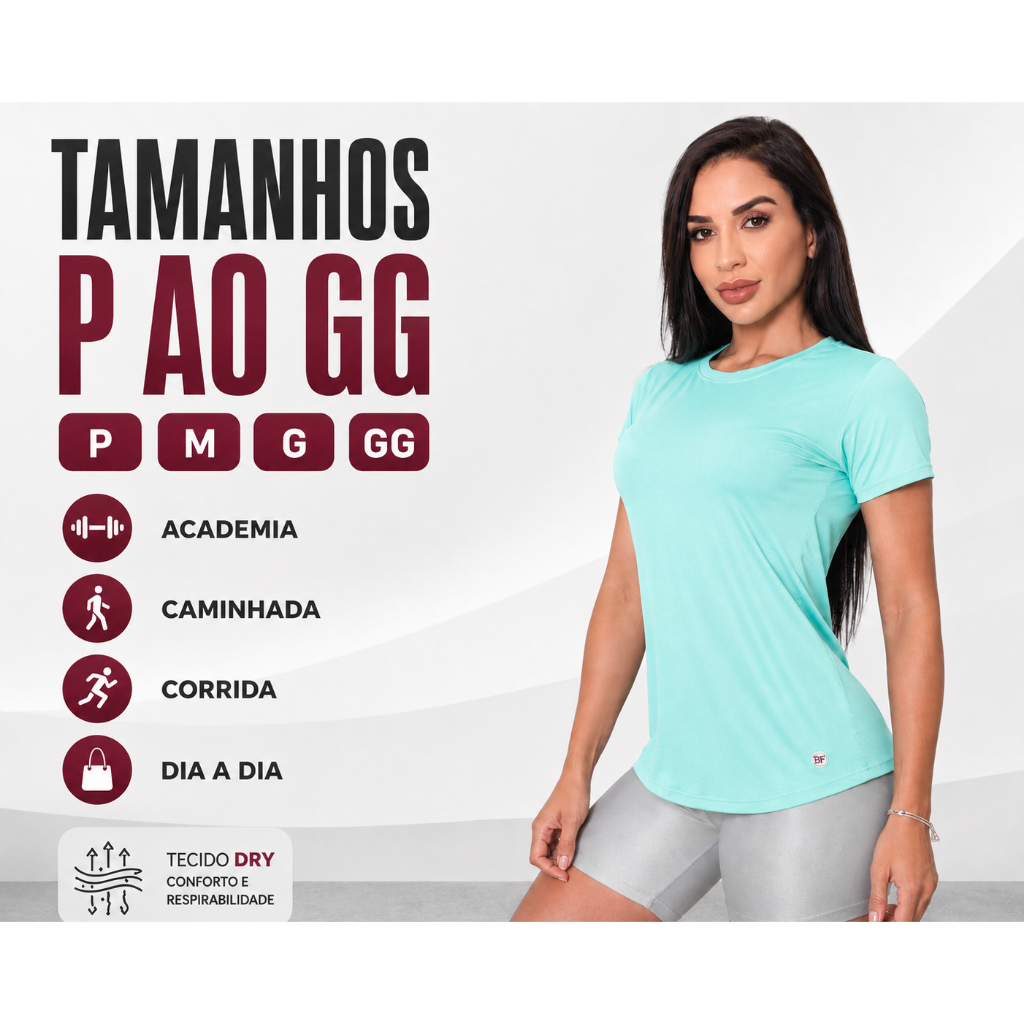Camiseta Feminina Dry Fit 100% Poliamida – Camiseta Academia e Corrida