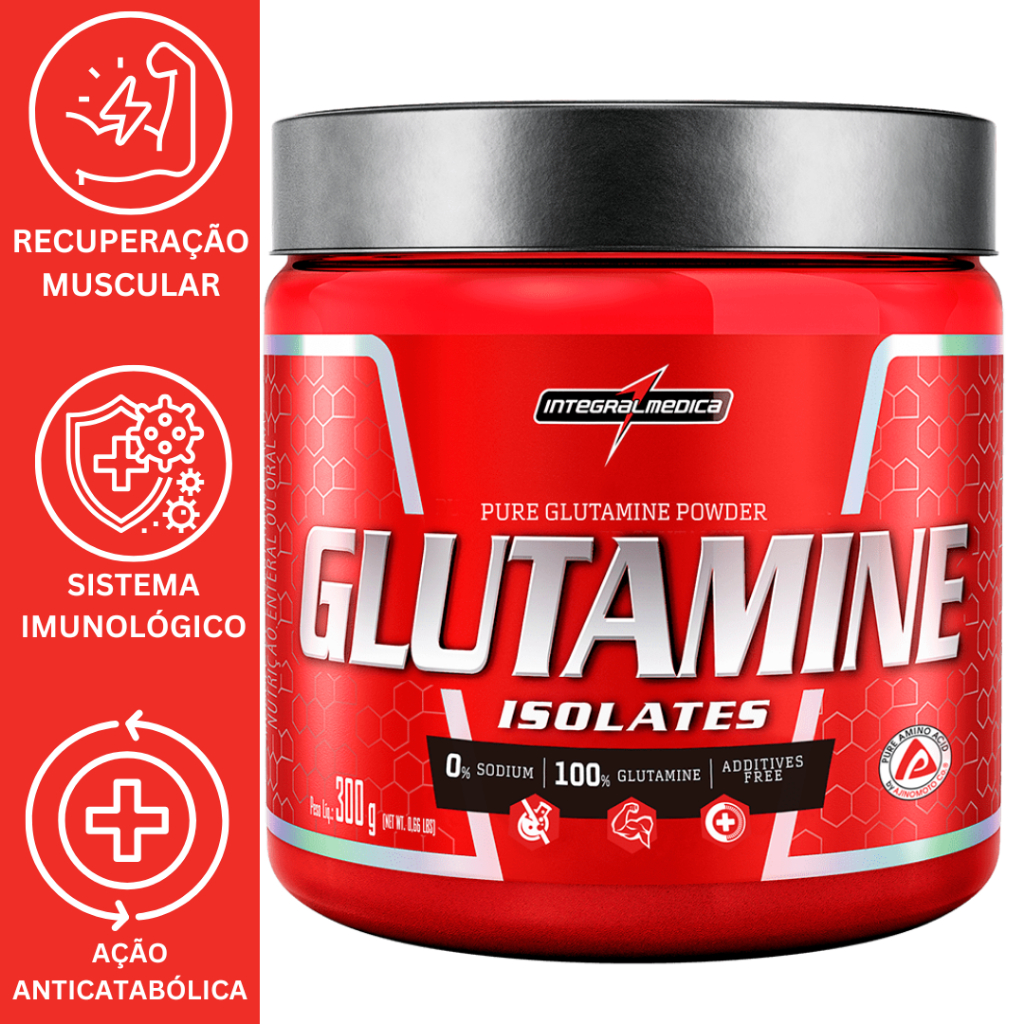 Glutamina Integralmedica Isolates 300g – L-Glutamina Pura para Recuperação