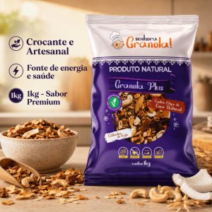Granola Premium 1kg - Senhora Granola Completa com Castanha de Caju e Lascas de Coco Vegana Saudável