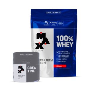 Kit 100% Whey Refil 900g + Creatina 100g Max Titanium