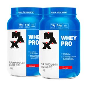 Kit 2 Whey Pro Max Titanium Protein Pro Com Bcaa E Aminoácidos 1kg