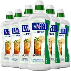 Kit com 6 Adoçantes Magro Líquido com Stevia, Doces Diet Zero Glúten, Contém stevia, Selo Anad 65ml