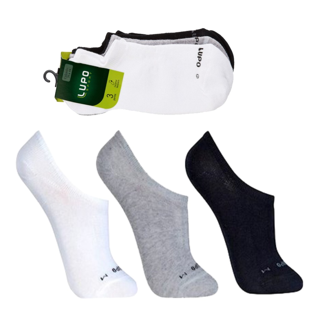 Meias Lupo - Kit 3 Pares Meias Sapatilha Lupo Soquete